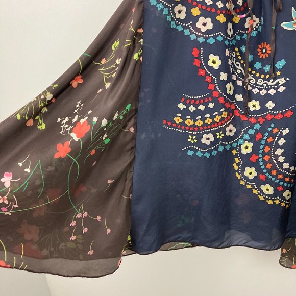 Johnny Was Japonica Silk Dress Size M Scoop Neck Waist Tie Sleeveless Floral - Picture 6 of 12